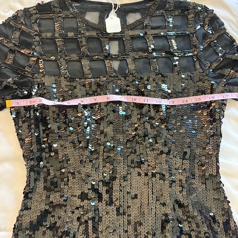 Vintage Elegant Black Sequin Mini Dress - Picture 9 of 15